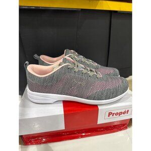 Womens Propet Washable Walker Evolution Sneakers Size 9M Gray & Pink Knit Slip-R